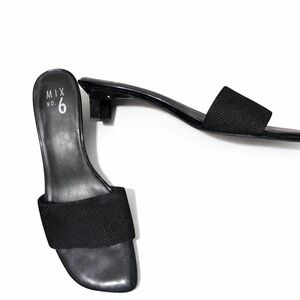 Mix No. 6 Black Textured Single-Band Slide Mules